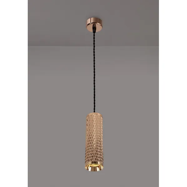 Lenham 1 Light 20cm Pendant Light GU10, Rose Gold
