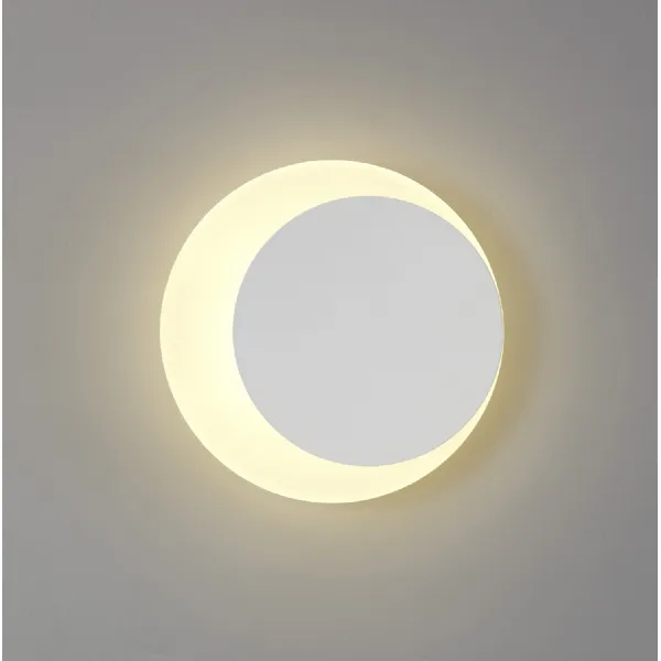 Edgware Magnetic Base Wall Lamp, 12W LED 3000K 498lm, 15 19cm Round Right Offset, Sand White Acrylic Frosted Diffuser
