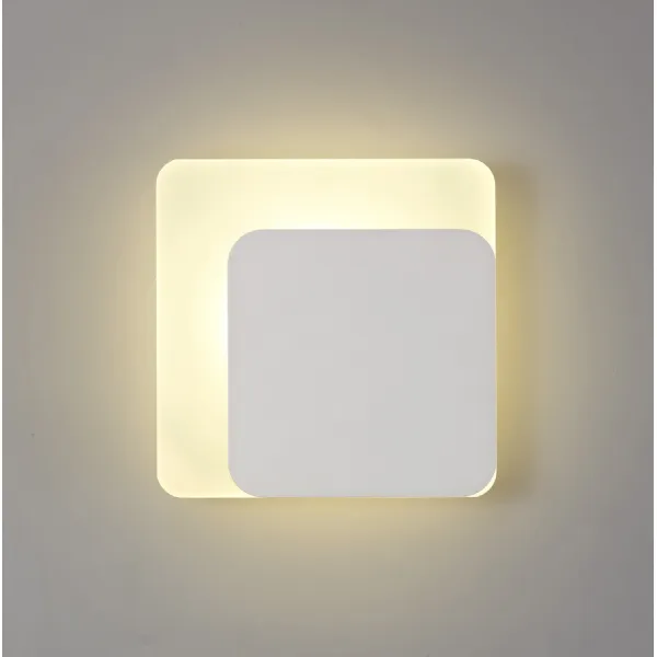 Edgware Magnetic Base Wall Lamp, 12W LED 3000K 498lm, 15 19cm Square Right Offset, Sand White Acrylic Frosted Diffuser