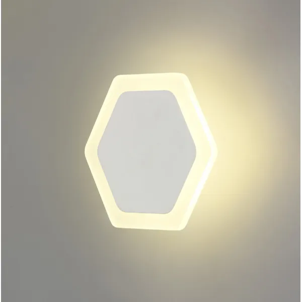 Edgware Magnetic Base Wall Lamp, 12W LED 3000K 498lm, 15 19cm Horizontal Hexagonal Centre, Sand White Acrylic Frosted Diffuser