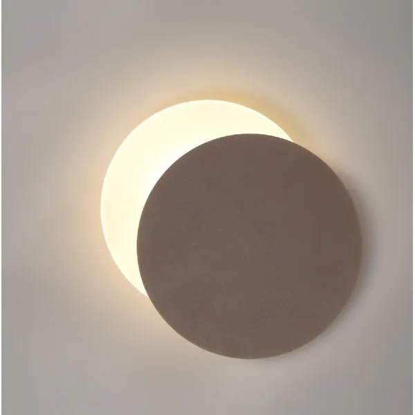 Edgware Magnetic Base Wall Lamp, 12W LED 3000K 498lm, 20 19cm Round Right Offset, Coffee Acrylic Frosted Diffuser