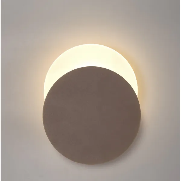 Edgware Magnetic Base Wall Lamp, 12W LED 3000K 498lm, 20 19cm Round Bottom Offset, Coffee Acrylic Frosted Diffuser