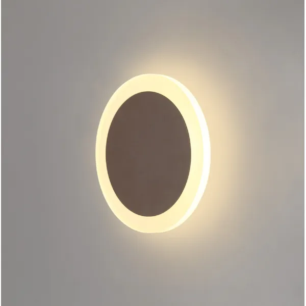 Edgware Magnetic Base Wall Lamp, 12W LED 3000K 498lm, 15 19cm Round Centre, Coffee Acrylic Frosted Diffuser