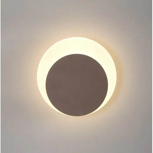 Edgware Magnetic Base Wall Lamp, 12W LED 3000K 498lm, 15 19cm Round Bottom Offset, Coffee Acrylic Frosted Diffuser