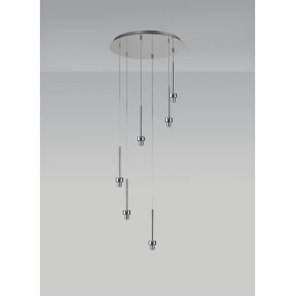 Abingdon Polished Chrome 6 Light G9 Universal 2.5m Round Multiple Pendant, Suitable For A Vast Selection Of Glass Shades