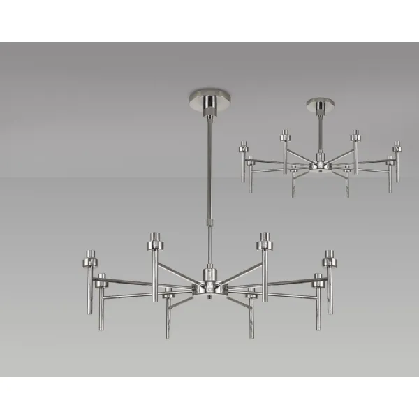 Abingdon Polished Chrome 8 Light G9 Universal Telescopic Semi Flush, Suitable For A Vast Selection Of Glass Shades