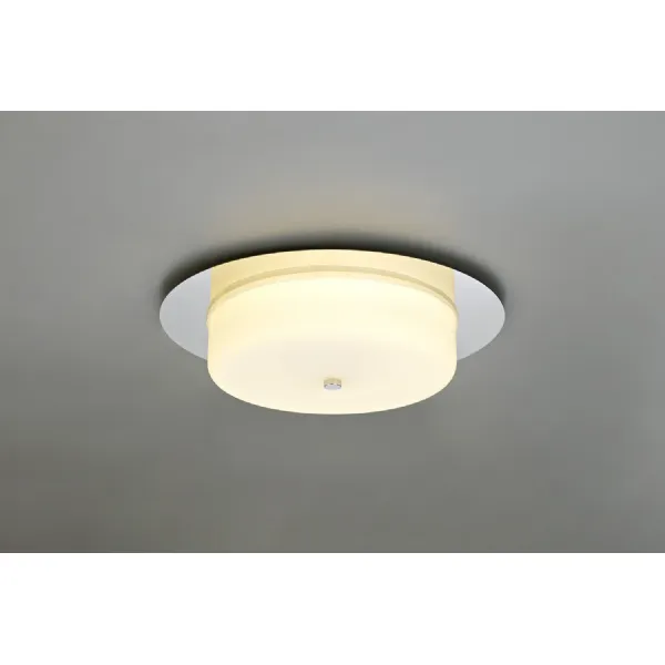 Basildon Ceiling, 18W LED, 3000K, 1080lm, IP44, Polished Chrome, 3yrs Warranty