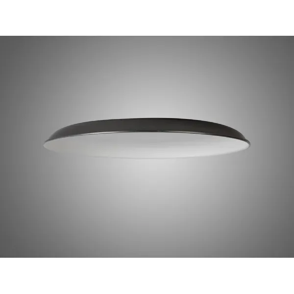 Knightsbridge Round Flat Metal 35cm Lampshade, Black Chrome