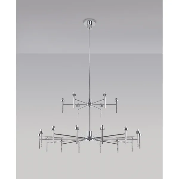 Abingdon Polished Chrome 20 Light G9 Universal 2 Tier Light, Suitable For A Vast Selection Of Glass Shades