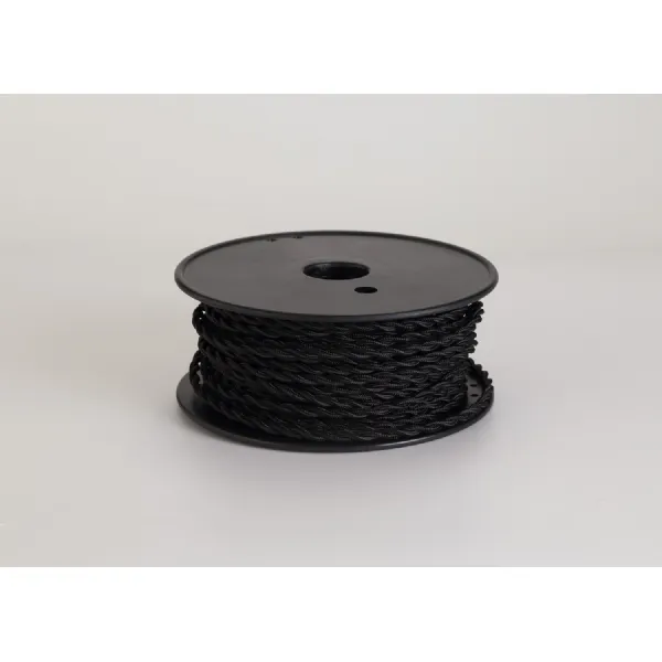 Knightsbridge 25m Roll Black Braided Twisted 2 Core 0.75mm Cable VDE Approved