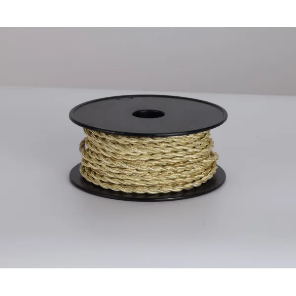 Knightsbridge 25m Roll Pale Gold Braided Twisted 2 Core 0.75mm Cable VDE Approved