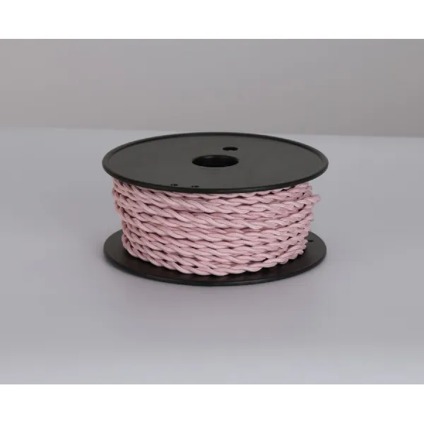 Knightsbridge 25m Roll Pink Braided Twisted 2 Core 0.75mm Cable VDE Approved