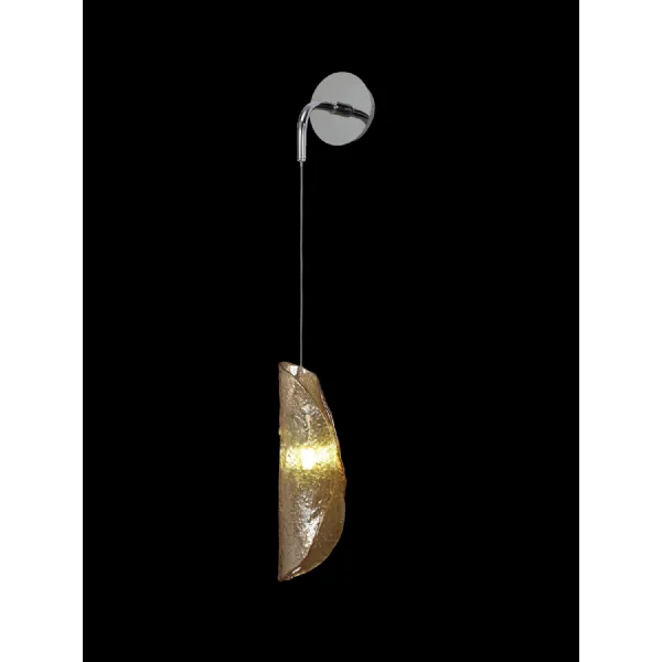 Loughton Wall Light, 1 x G9, Polished Chrome Amber Glass