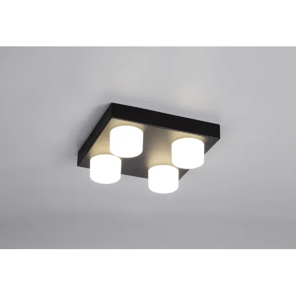 Newham 4 Light Fixed Ceiling, 4 x 5W LED, 4000K, 1700lm, IP44, Sand Black, 3yrs Warranty
