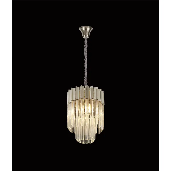 Aldershot 30cm Pendant Round 4 Light E14, Polished Nickel Clear Sculpted Glass