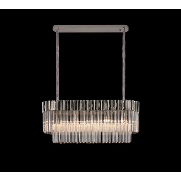 Polished Nickel Clear Sculpted Glass 100 x 32cm Pendant