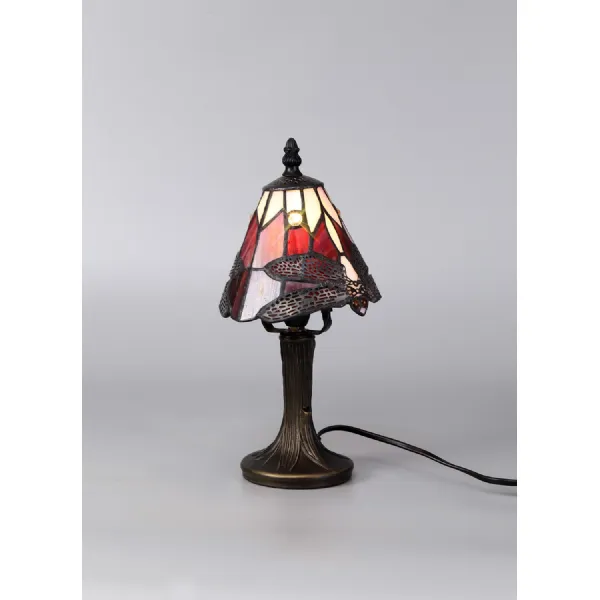 Hitchin Tiffany Table Lamp, 1 x E14, Black Gold, Purple Pink Crystal Shade