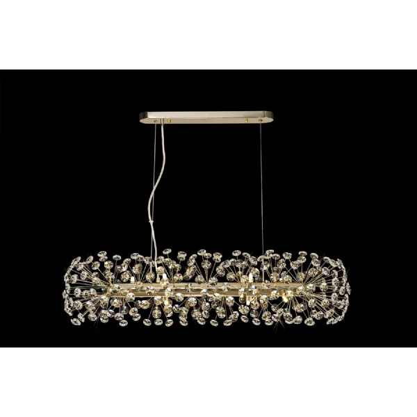 Camden Oblong Linear Pendant 10 Light G9 French Gold Crystal
