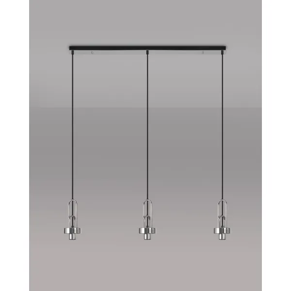 Epsom Linear Suspension Kit, 3 x E27, Polished Nickel Matt Black