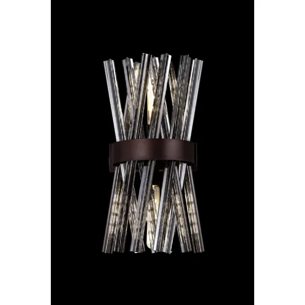 Dalston 2 Light E14, Wall Light E14, Brown Oxide Smoke Glass