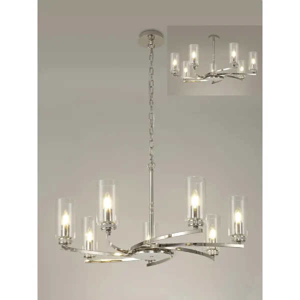 Buckingham Pendant Semi Flush, 7 x E14, Polished Nickel