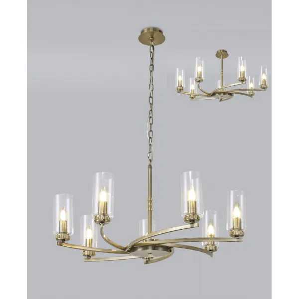 Buckingham Pendant Semi Flush, 7 x E14, Antique Brass