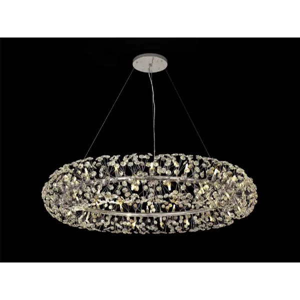 Camden Pendant 1.4m Ring 36 Light G9 Polished Chrome Crystal, Item Weight: 19.4kg