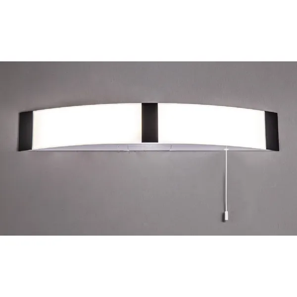 Rochford Bathroom Wall Lamp c w Shaver Socket And Pull Switch, 1 x 10W LED, 4000K, 900lm, IP44, Black, 3yrs Warranty