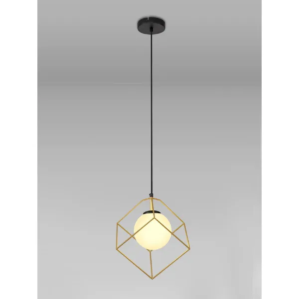 Southend Single Pendant, 1 Light Adjustable E14, Matt Black Painted Gold