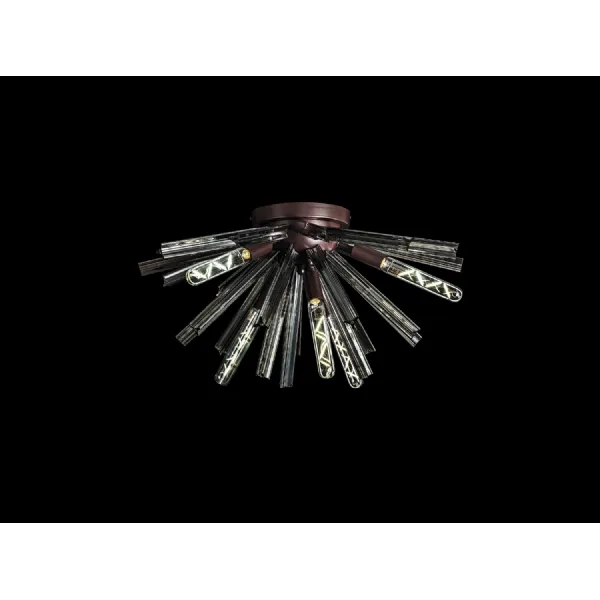 Dalston 6 Light E14, Semi Flush Brown Oxide Smoke Glass