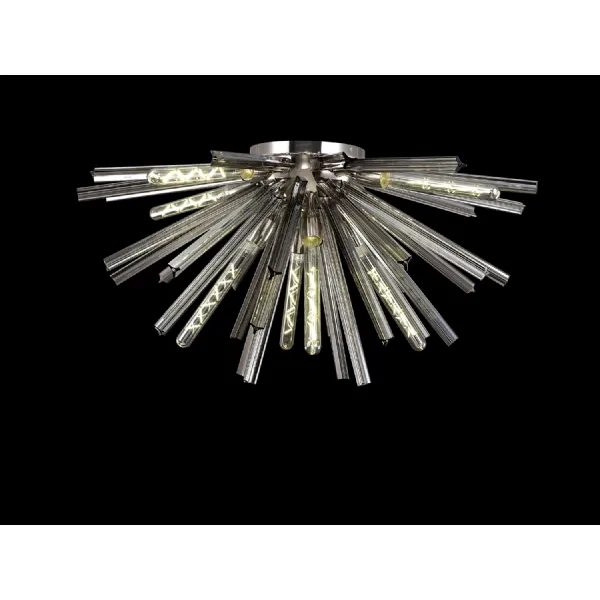 Dalston 8 Light E27, Semi Flush Polished Nickel Smoke Glass