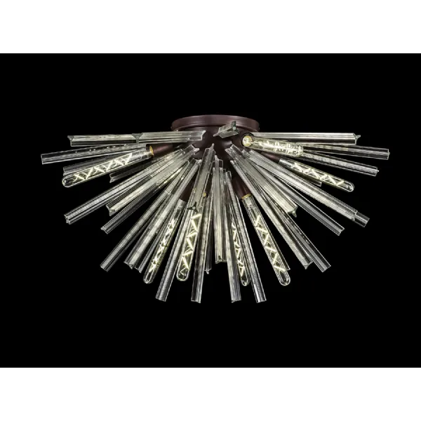 Dalston 8 Light E27, Semi Flush Brown Oxide Clear Glass
