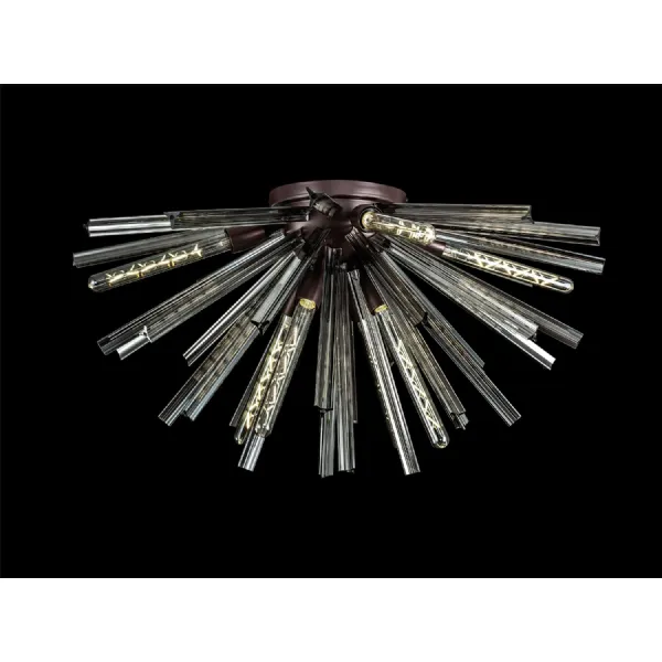 Dalston 8 Light E27, Semi Flush Brown Oxide Smoke Glass