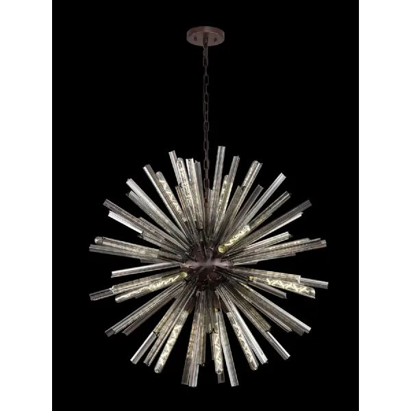 Dalston 16 Light E27, Round Pendant Brown Oxide Smoke Glass