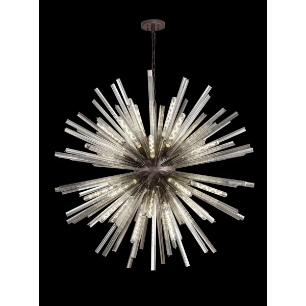 Dalston 32 Light E27, Round Pendant Brown Oxide Smoke Glass, Item Weight: 30kg