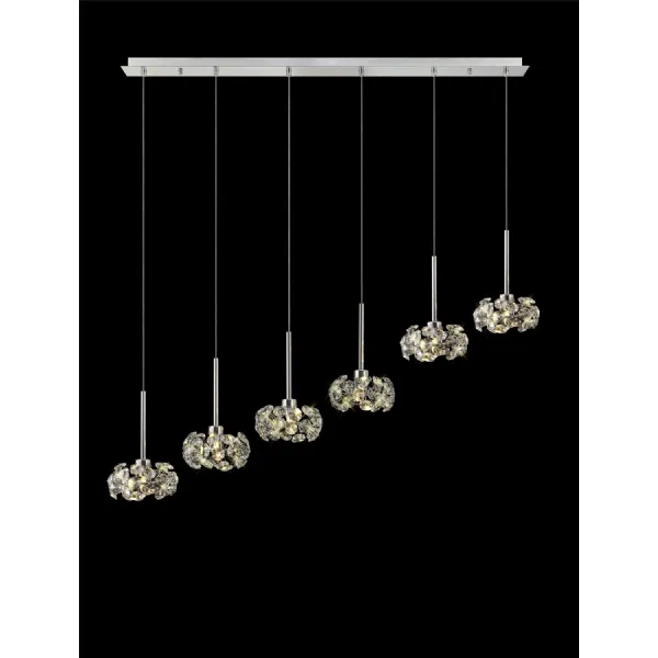 Chrome 6 Light G9 2m Linear Pendant Crystal Shade IP20