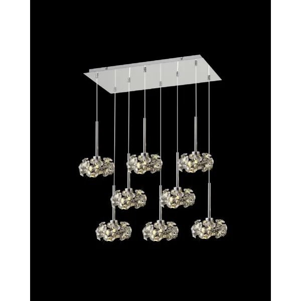 Polished Chrome 2m Rectangular Multiple Pendant 8 G9 Light