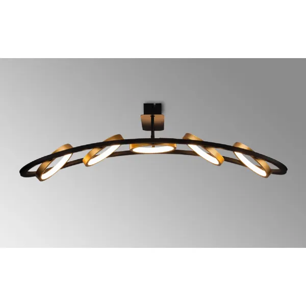 Caterham Linear Ceiling, 5 Ring, 36W LED, 3200K, 2200lm, Satin Black Gold, 3yrs Warranty