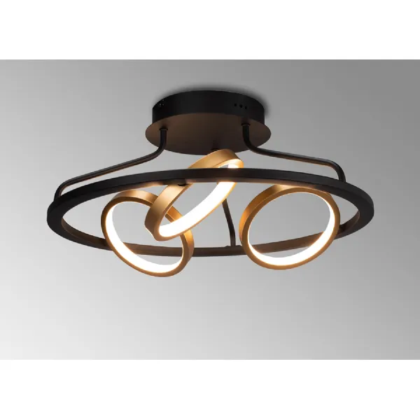 Caterham Round Ceiling, 3 Ring, 25W LED, 3200K, 1375lm, Satin Black Gold, 3yrs Warranty