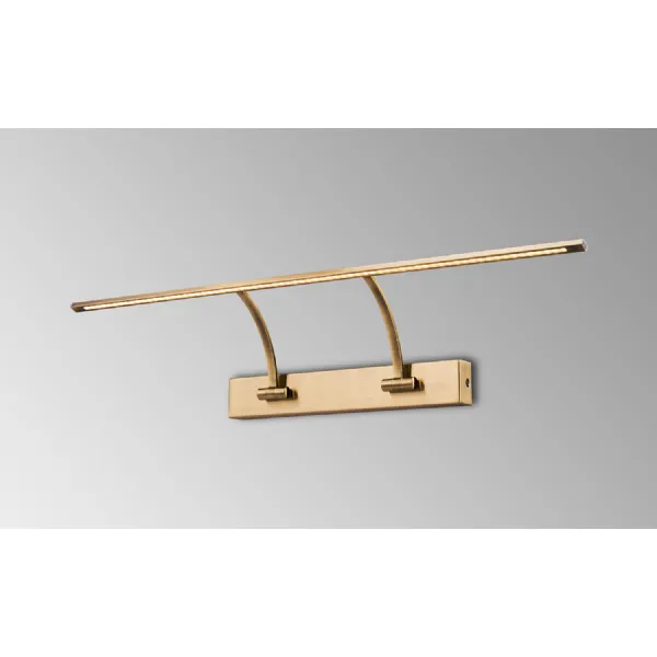 Horam Small 2 Arm Wall Lamp Picture Light, 1 x 14W LED, 3000K, 1070lm, Antique Brass, 3yrs Warranty