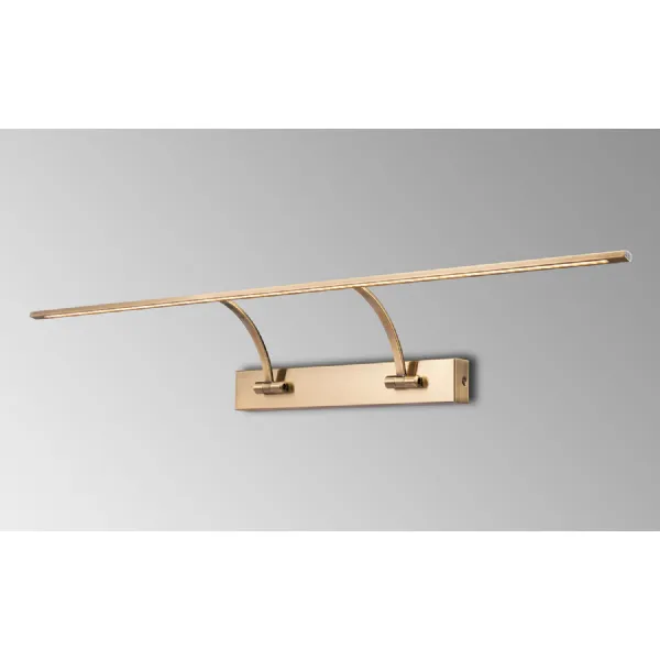 Horam Large 2 Arm Wall Lamp Picture Light, 1 x 16W LED, 3000K, 1200lm, Antique Brass, 3yrs Warranty