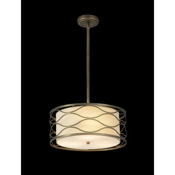 Hornsey Pendant Convertible To Semi Flush 5 Light E14 Aged Gold Cream Fabric Shade
