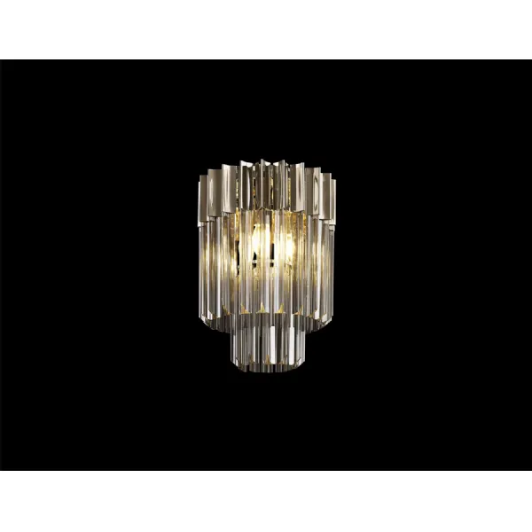 Aldershot 30cm Ceiling Round 3 Light E14, Polished Nickel Smoke Sculpted Glass