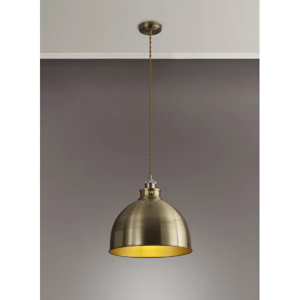 Savoy Large Pendant, 1 x E27, Satin Nickel Antique Brass Gold