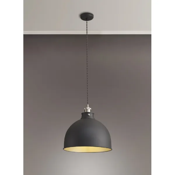Savoy Large Pendant, 1 x E27, Graphite Satin Nickel Silver