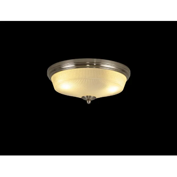 Edenbridge 2 Light E27 Flush Ceiling Light, Satin Nickel Frosted Glass