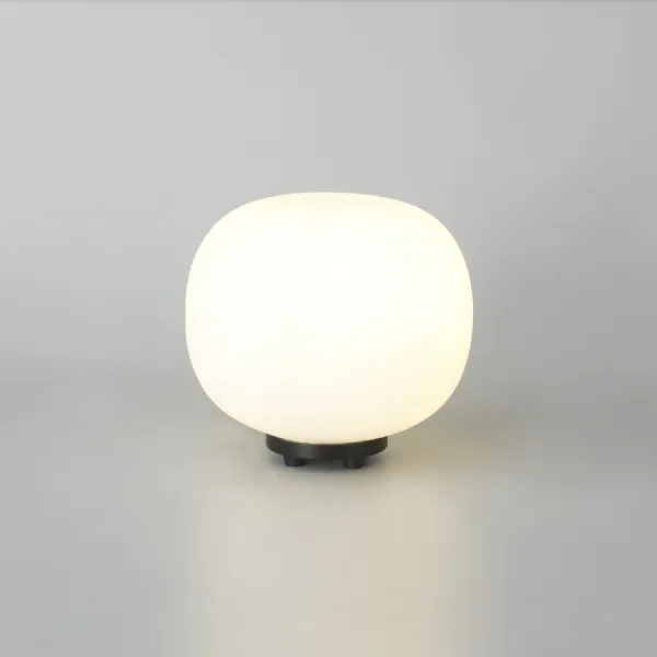 Sevenoaks Small Oval Ball Table Lamp 1 Light E27 Matt Black Base With Frosted White Glass Globe