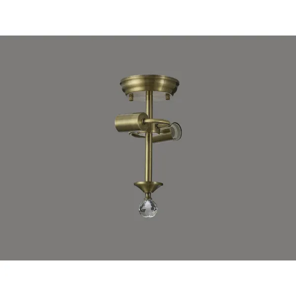 Billericay Semi Flush Ceiling Fitting, 2 x E27, Antique Brass