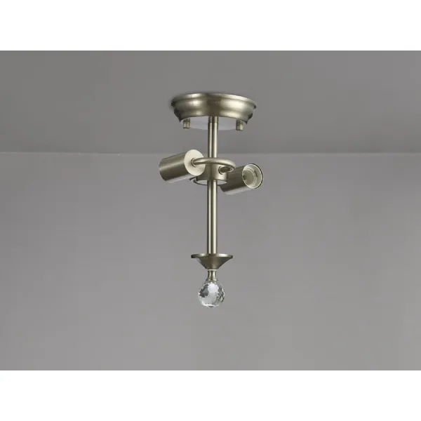 Billericay Semi Flush Ceiling Fitting, 2 x E27, Satin Nickel