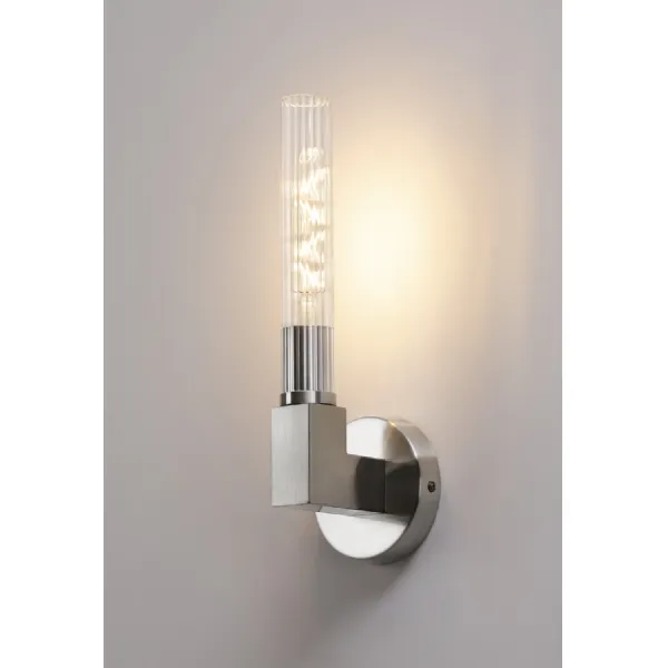 Kent 1 Light Wall, E27, IP44, Satin Nickel